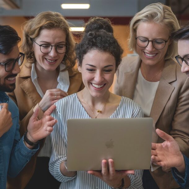 Group of real estate agents comparing the difference between the free version of ChatGPT versus the paid version