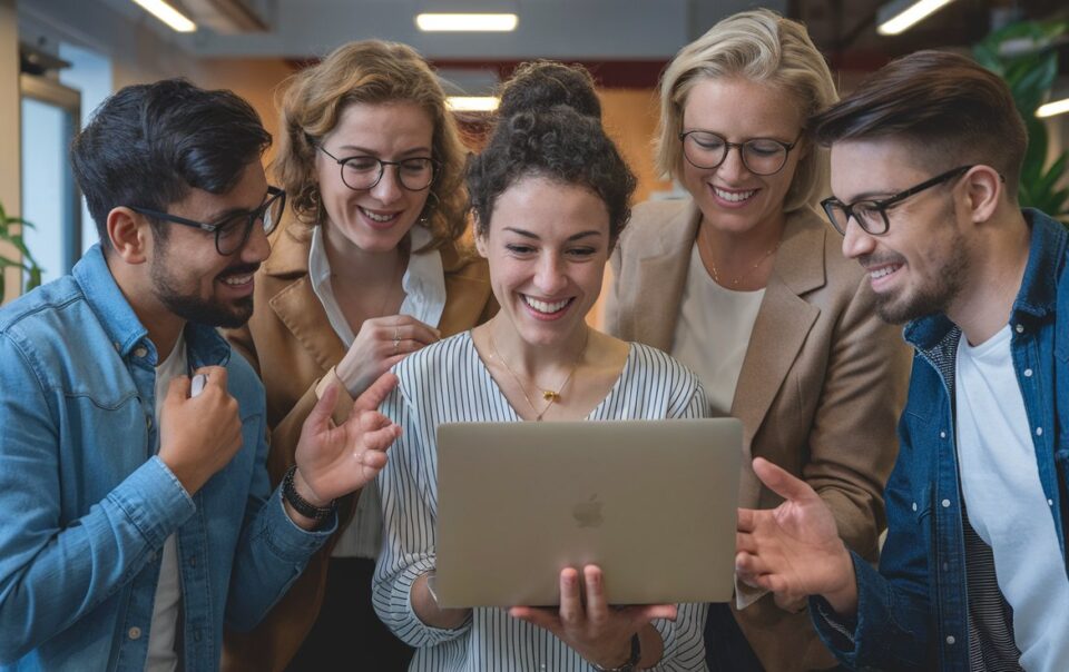 Group of real estate agents comparing the difference between the free version of ChatGPT versus the paid version