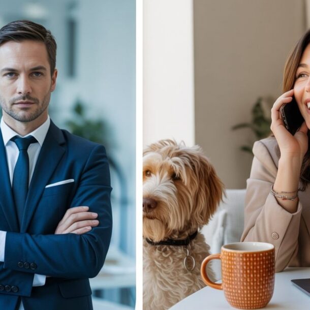 A comparison of two real estate agents. One is formal and stiff and the other is showing off her personality and interests. This helps build a real estate brand that people respond to and want to work with.