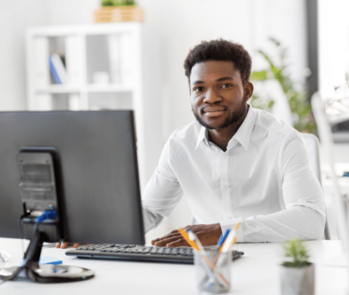 Man studying for the real estate license exam.