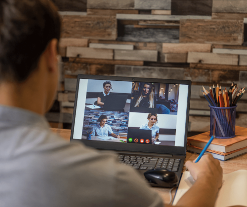 Man taking an online real estate course to get his license