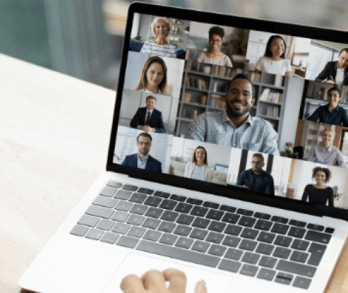 Woman attending real estate school via zoom